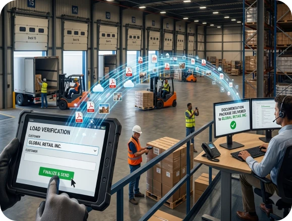 Load verification documentation being delivered automatically to the customer