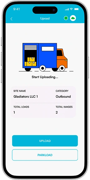 App upload screen summarising site name, category, total loads and total images