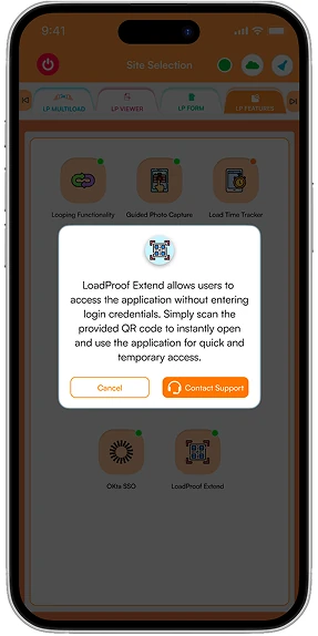 App dialog offering to contact support about a capability