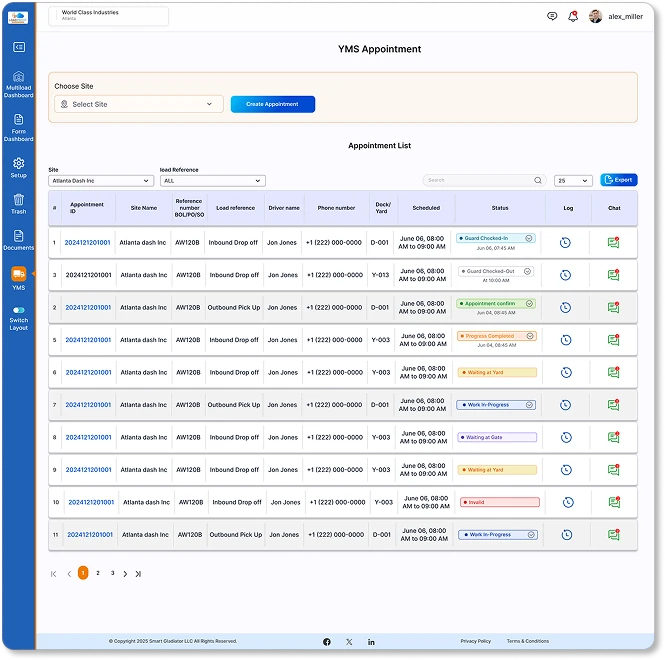 Dock door assignment and yard activity tracking