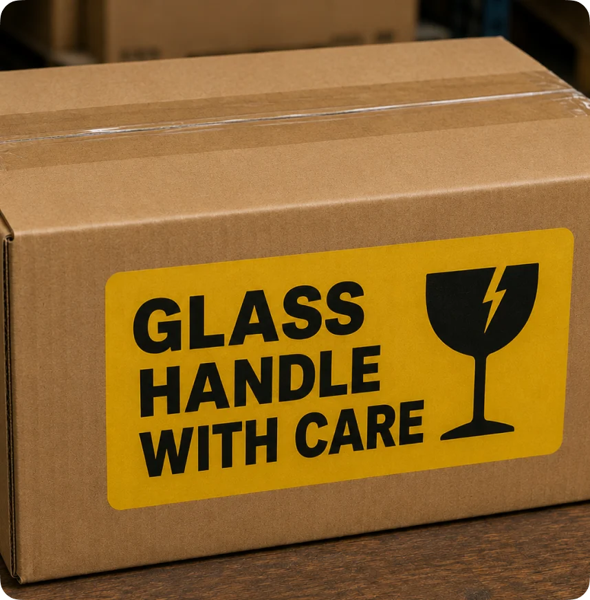 Glass With Care Label