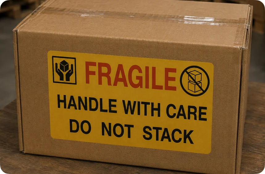 Fragile, Handle with Care, Do Not Stack Label