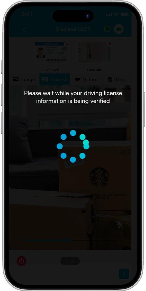 LoadProof app verifying the driving license information with the API